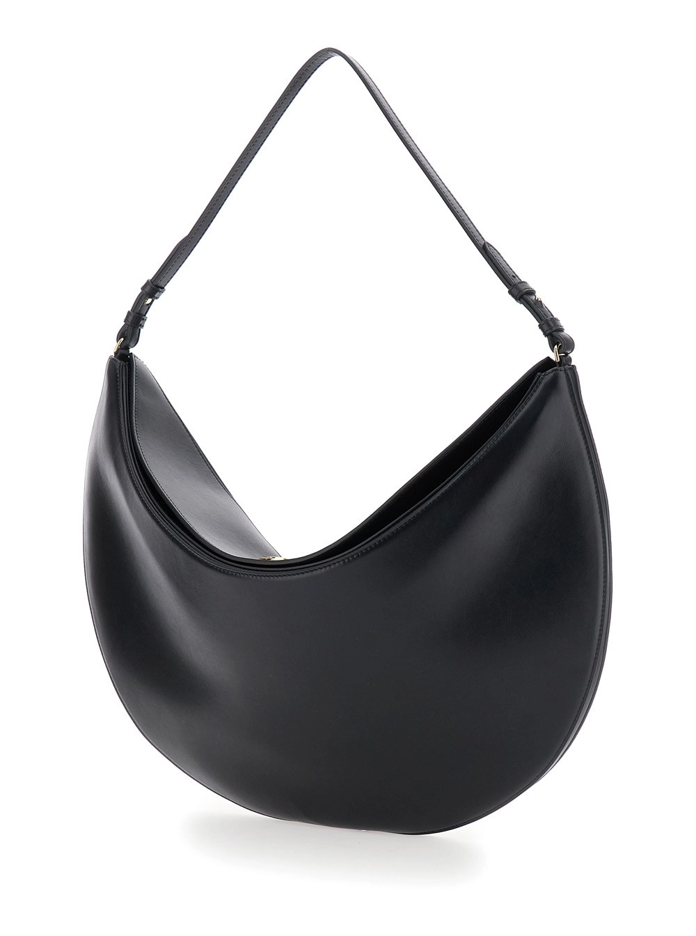 Jacquemus Borsa a Spalla 'Le Calisso Rond Large' con Tracolla Regolabile e Logo Goffrato in Pelle Nera Donna, view 2