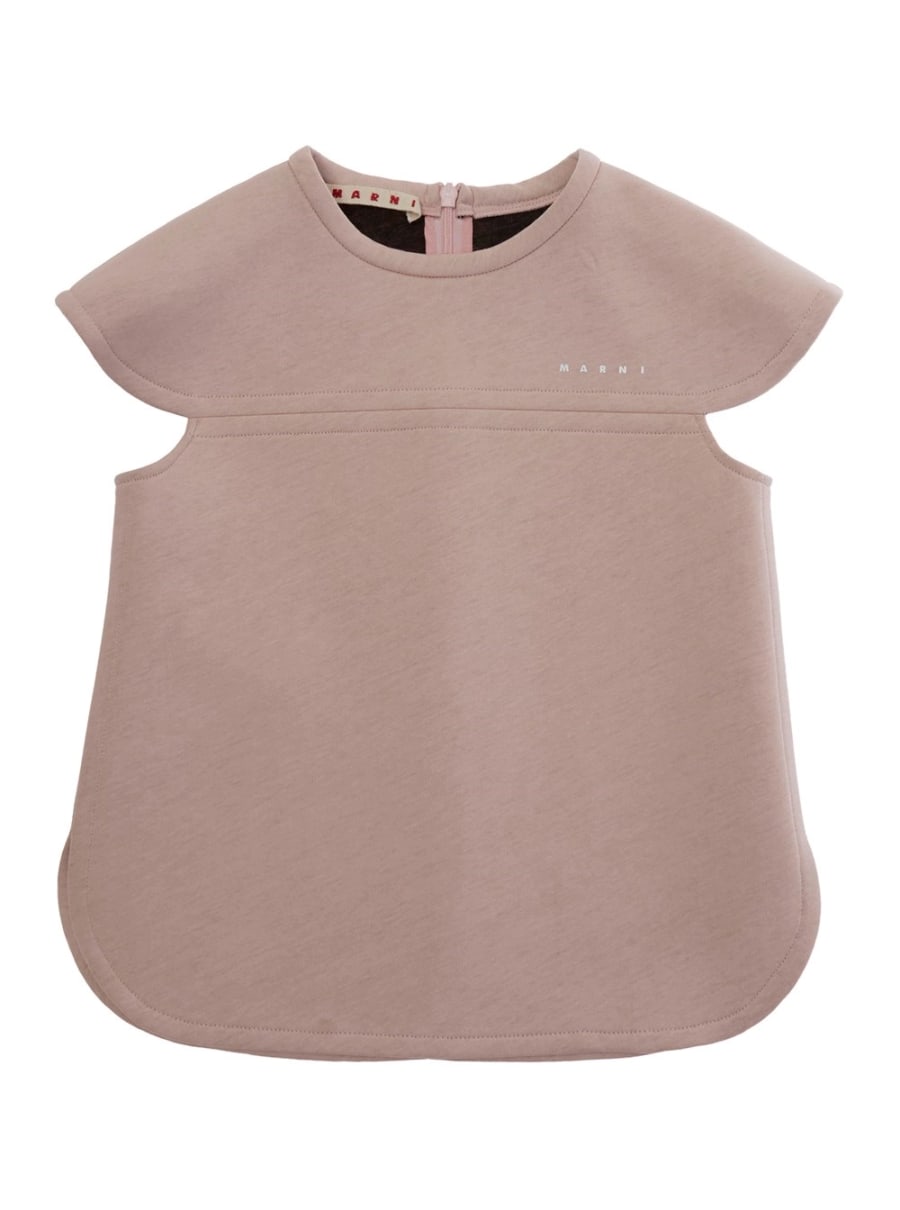 Marni kids Top con scollo rotondo e logo lettering in misto cotone rosa bambina