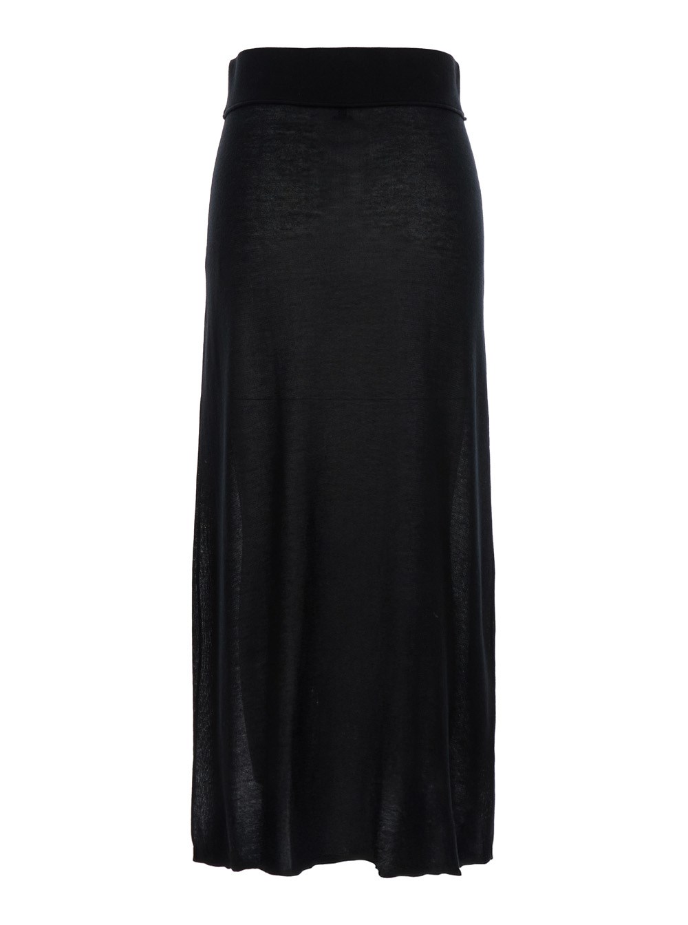 Toteme Gonna Lunga con Vita Elasticizzata e Orlo a Coste in Misto Cashmere Nera Donna, view 2