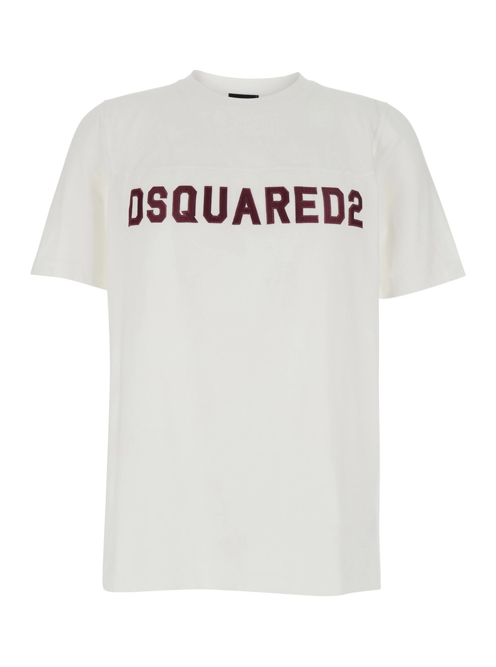 Dsquared2 T-shirt girocollo con logo lettering sul fronte in cotone bianca uomo