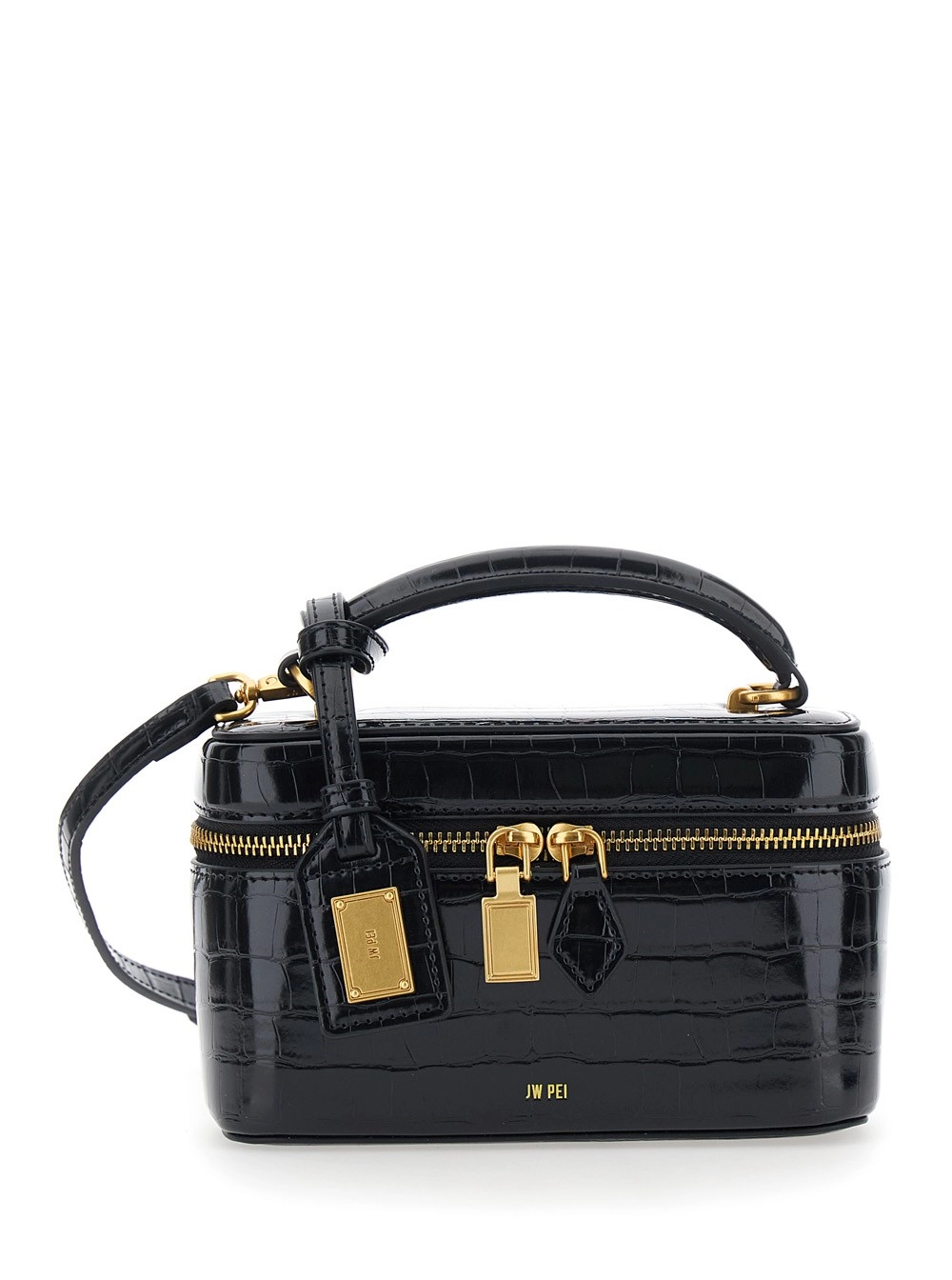 Jw pei Borsa a Mano 'Cleo' con tracolla e charm lucchetto sul fronte in ecopelle nera donna