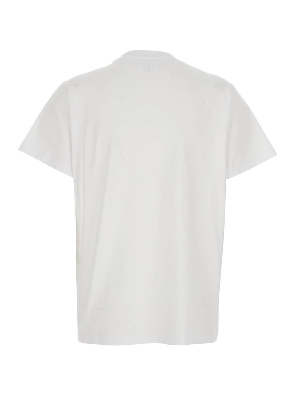 Ganni T-shirt girocollo con maxi stampa logo lettering e fragole sul fronte in cotone bianca donna, view 2