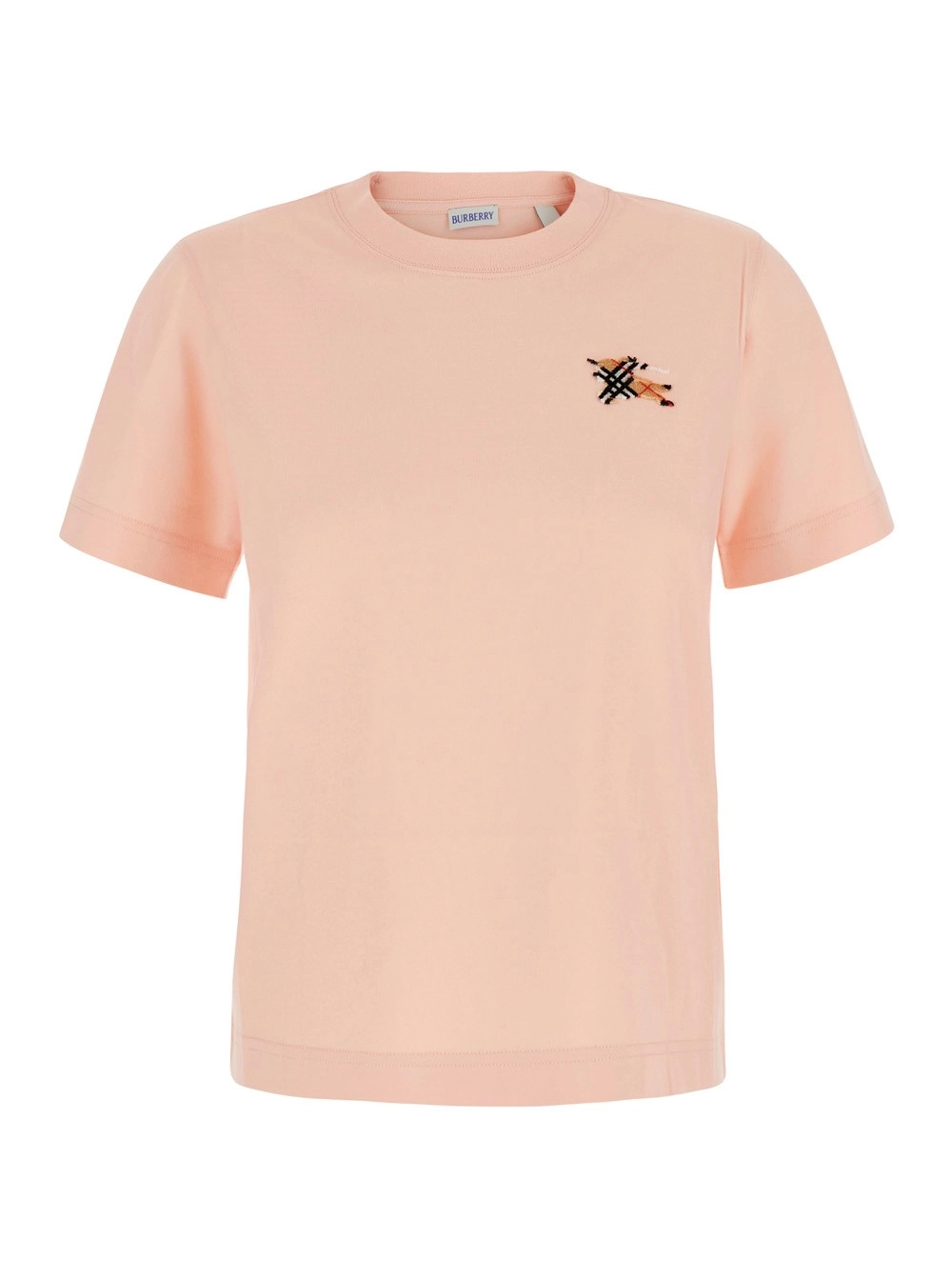 Burberry T-shirt con logo EKD ricamato sul fronte in Cotone rosa donna