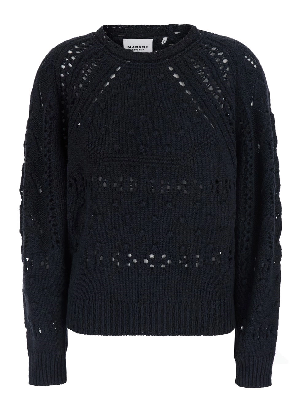 Marant etoile Maglione 'Luce' Girocollo con Dettagli Traforati in Lana Nero Donna