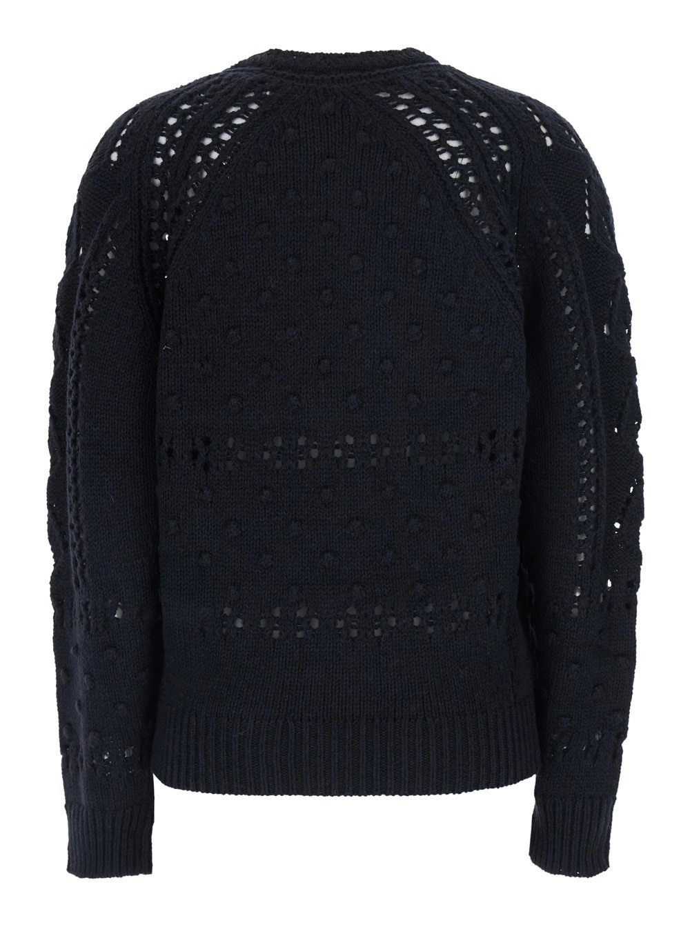 Marant etoile Maglione 'Luce' Girocollo con Dettagli Traforati in Lana Nero Donna, view 2