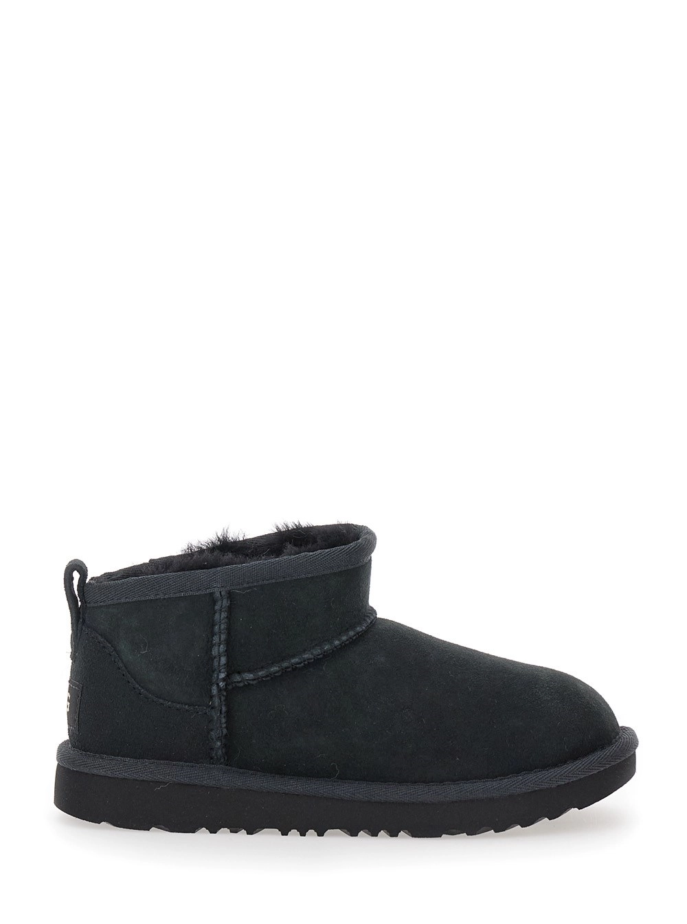 Ugg kids Stivaletti UGG 'Ultra Mini' in Camoscio Neri con cuciture tono su tono e suola piatta in gomma, Nero, bambina