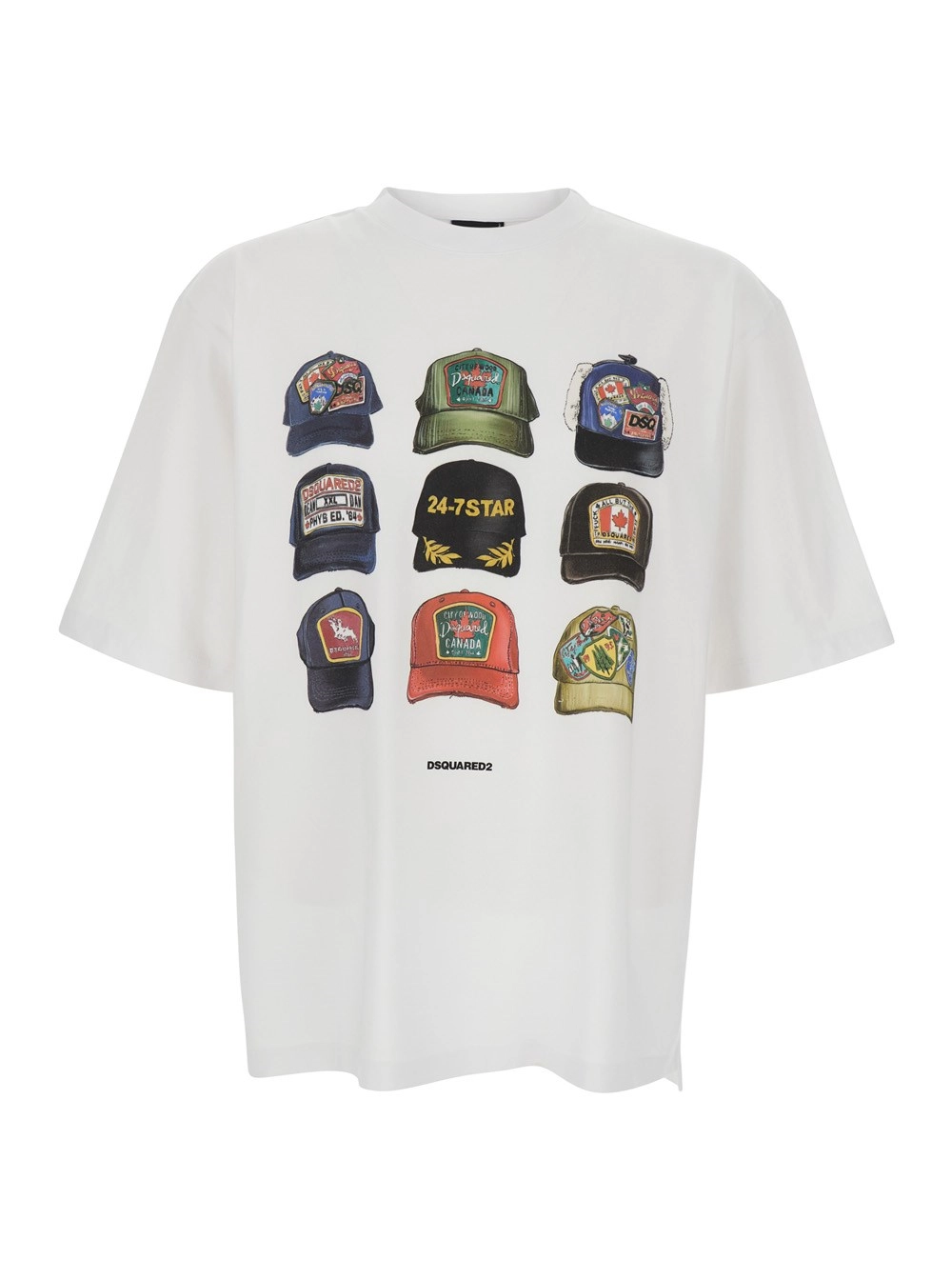 Dsquared2 T-shirt con Stampa sul Fronte e Dettaglio Logo sul Retro in Cotone Bianca  Uomo
