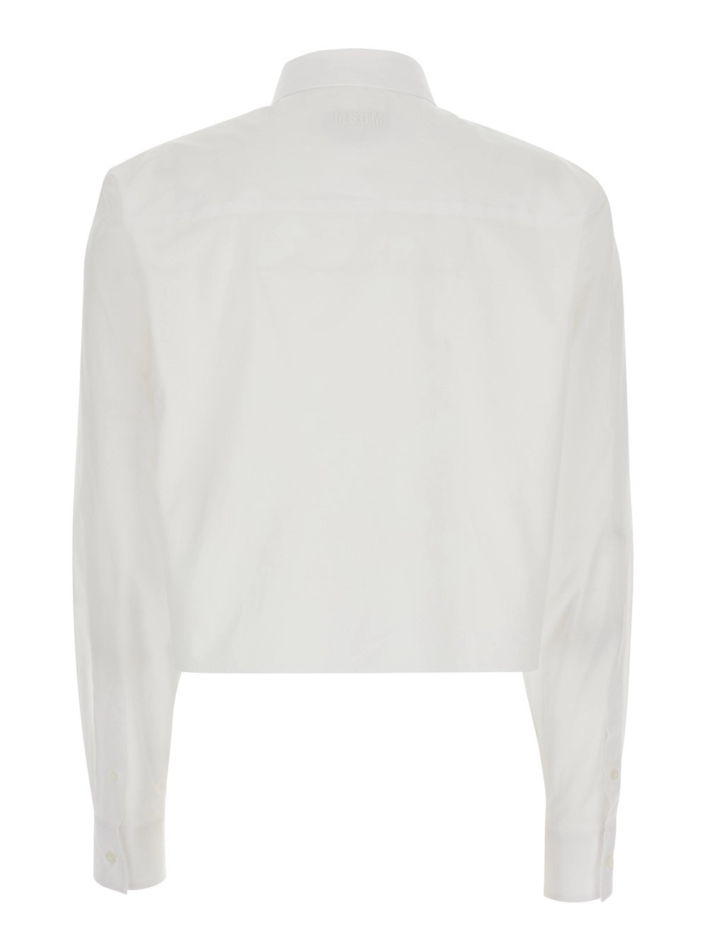 Msgm CAMICIA crop con Colletto Classico e patch sul fronte in Cotone Bianca Donna, view 2