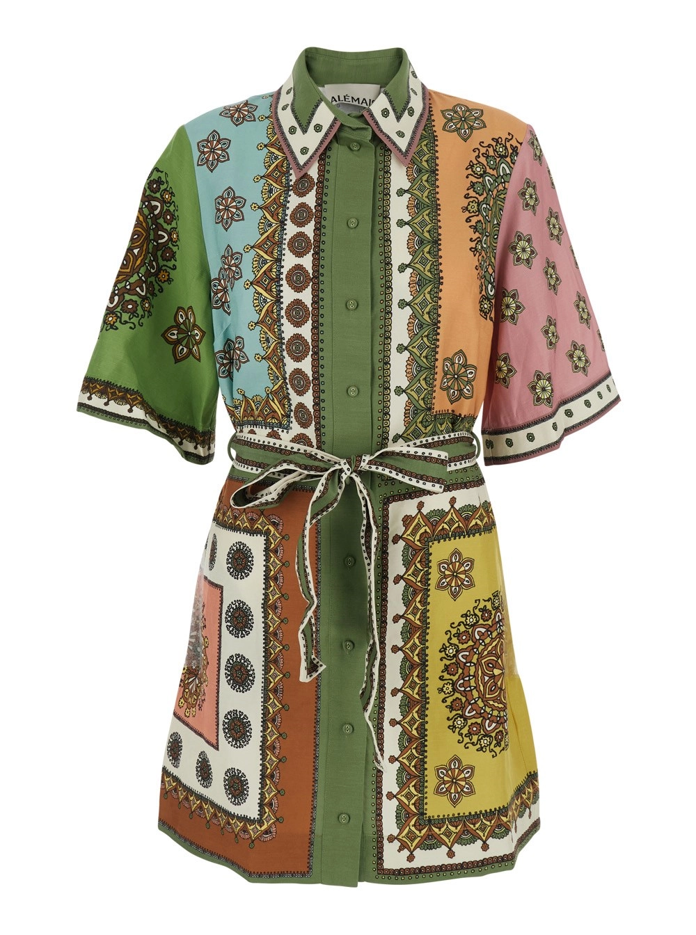 Alemais Abito Mini 'Contina' con Cintura sul Fronte e Stampa All-Over in Misto Viscosa Multicolor Donna