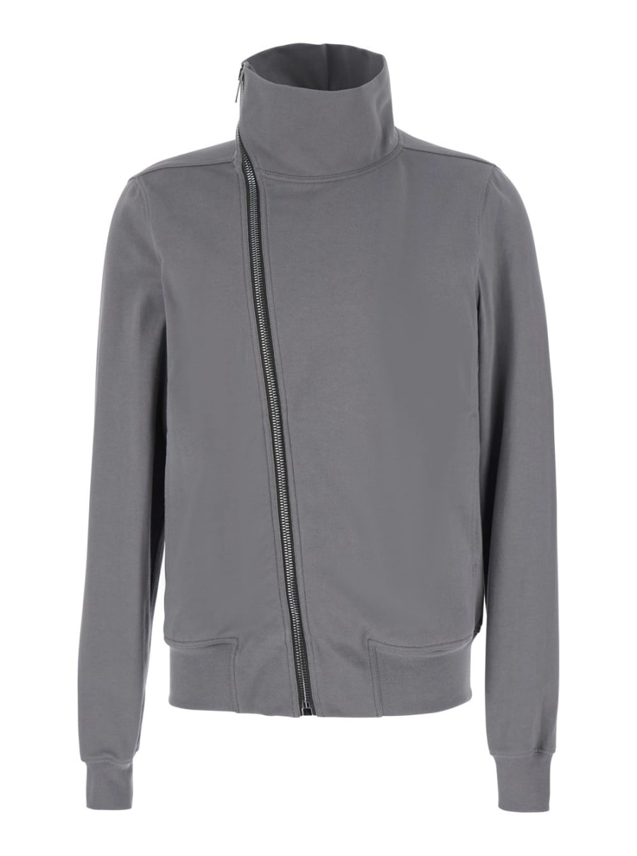 Rick Owens Felpa 'BAUHAUS JOGGER' con collo alto e chiusura asimmetrica con zip in cotone grigia uomo