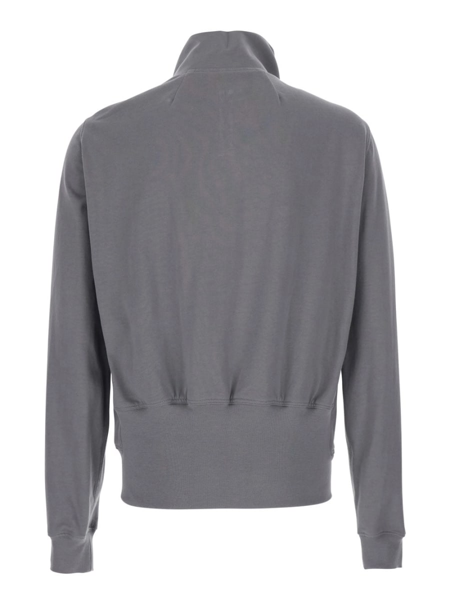 Rick Owens Felpa 'BAUHAUS JOGGER' con collo alto e chiusura asimmetrica con zip in cotone grigia uomo, view 2
