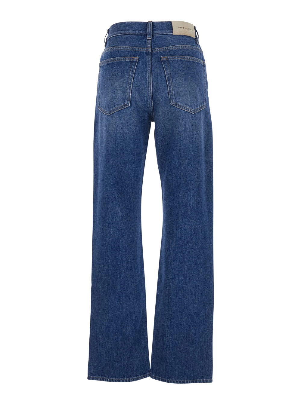Givenchy Jeans a cinque tasche con Passanti per Cintura e Patch Logo sul Retro in Denim Blu Donna, view 2