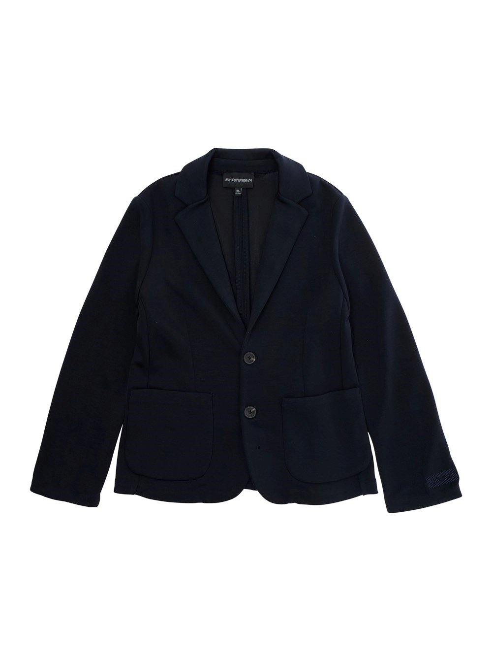 Emporio armani kids Giacca Monopetto con Revers Classici e Patch Logo sulla Manica in Modal Stretch Blu Bambino