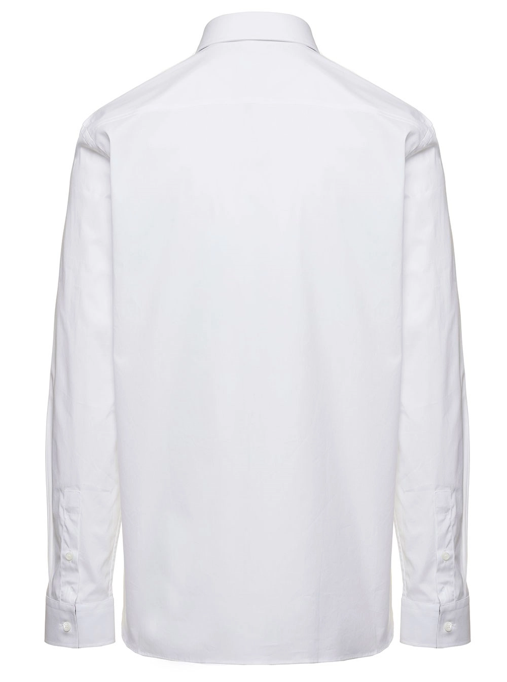 Burberry Camicia a Maniche Lunghe con Ricamo Tono su Tono in Cotone Stretch Bianca Uomo, view 2