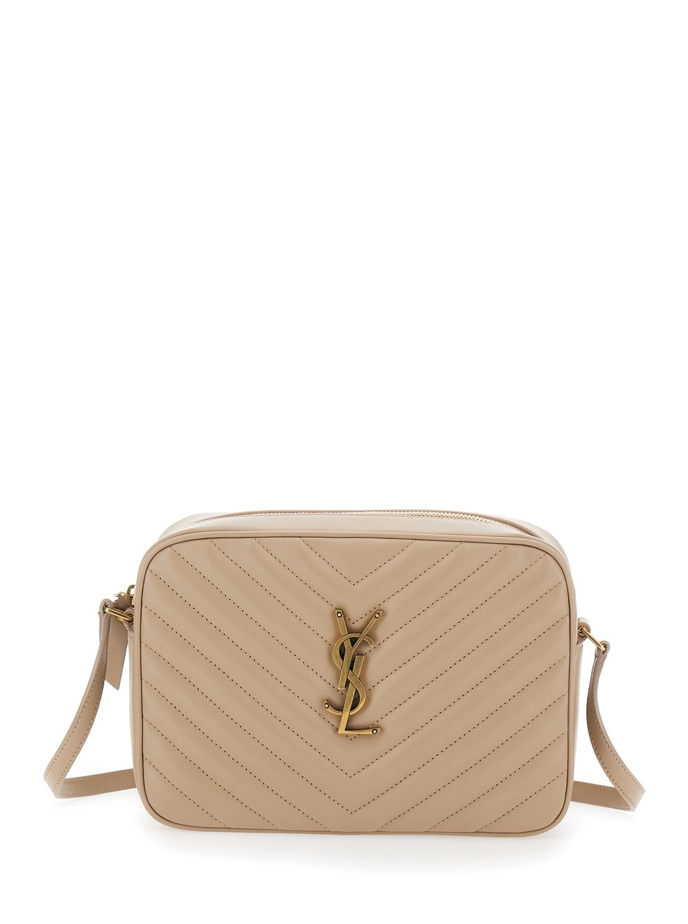 Saint Laurent Borsa a Tracolla 'Lou' con Cassandre in Pelle Trapuntata Beige Donna