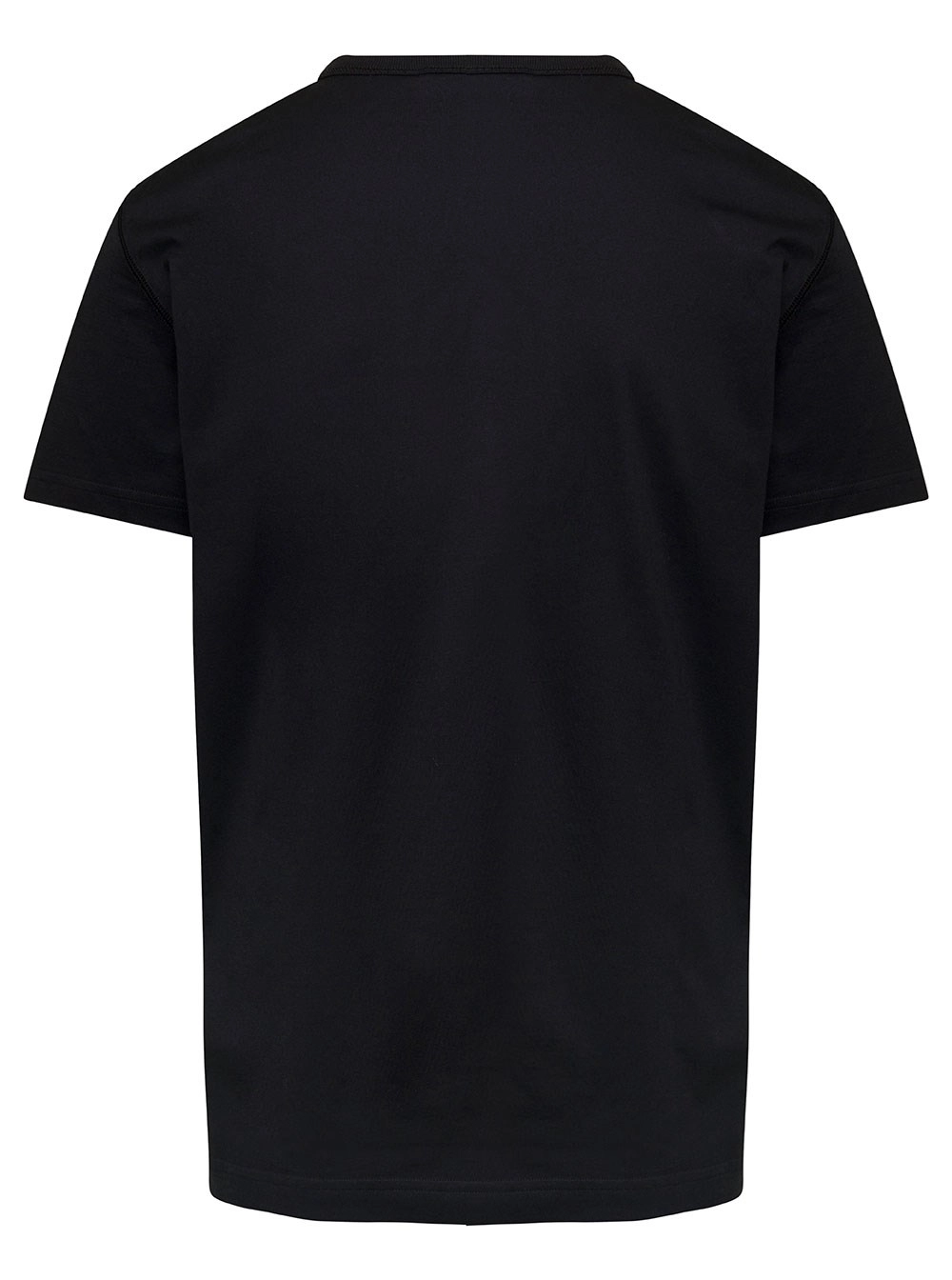 Dolce & Gabbana T-Shirt Nera con Targhetta Logo sul Fronte in Cotone Uomo, view 2