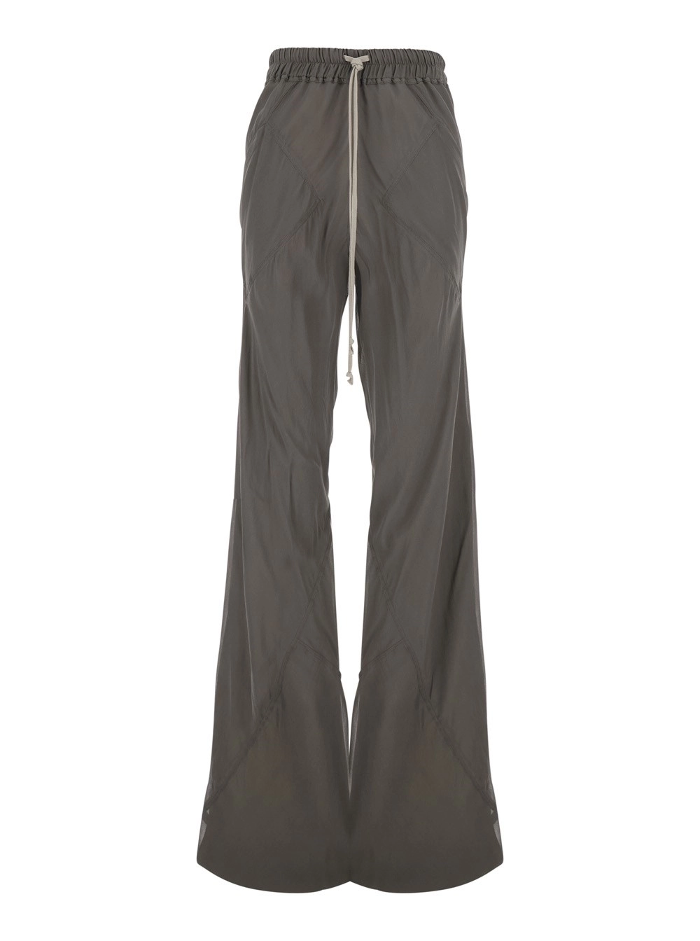 Rick Owens Pantalone 'Bias' con Vita Elasticizzata con Coulisse in Misto Tessuto e Seta Grigi Donna