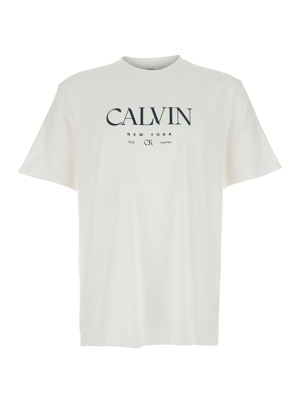 Calvin klein T-Shirt con Logo Lettering sul Fronte in Cotone Bianca  Uomo