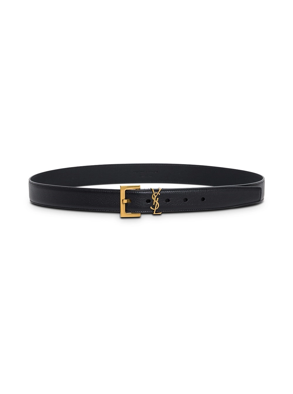Saint Laurent Cintura in Pelle Nera con Fibbia Logo Donna Saint Laurent