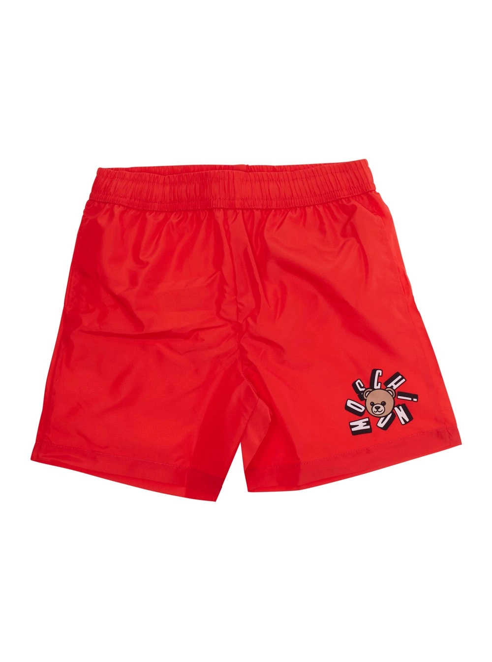 Moschino kids Costume da Bagno con vita elasticizzata e logo sul fronte in tessuto tecnico rosso bambino