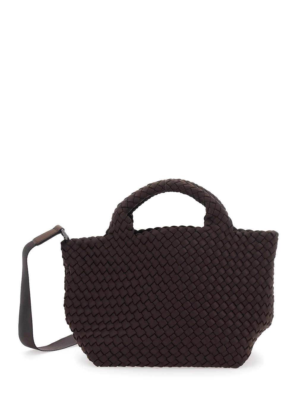 Naghedi Borsa a mano con design intrecciato e tracolla regolabile in ecopelle marrone donna