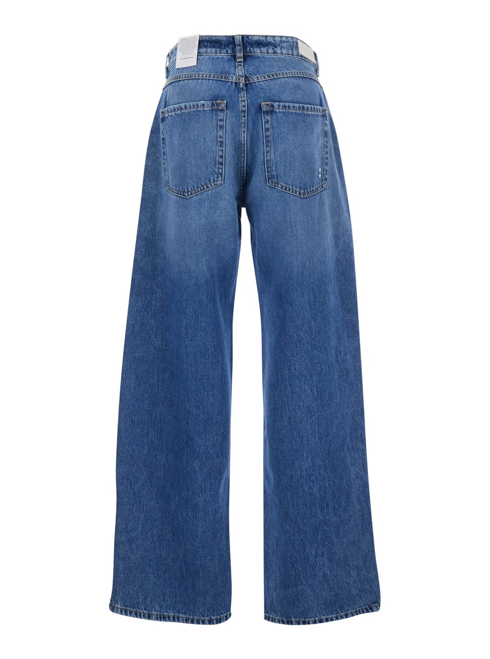 Icon denim Jeans a cinque tasche con patch logo sul retro in denim blu donna, view 2
