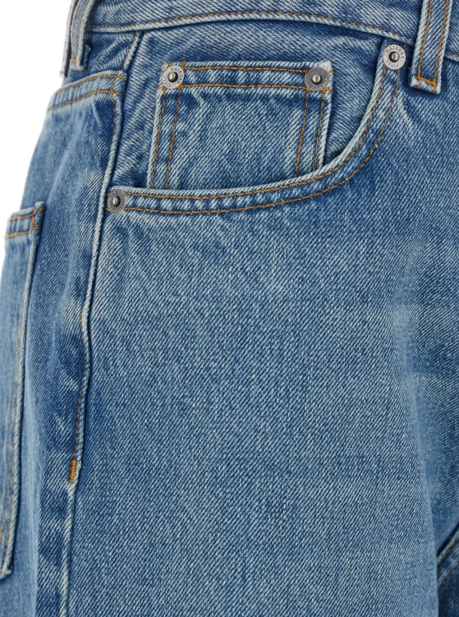 Haikure Jeans 'Korea' con Gamba Larga e Patch Logo sul Retro in Denim Blu Donna, view 3