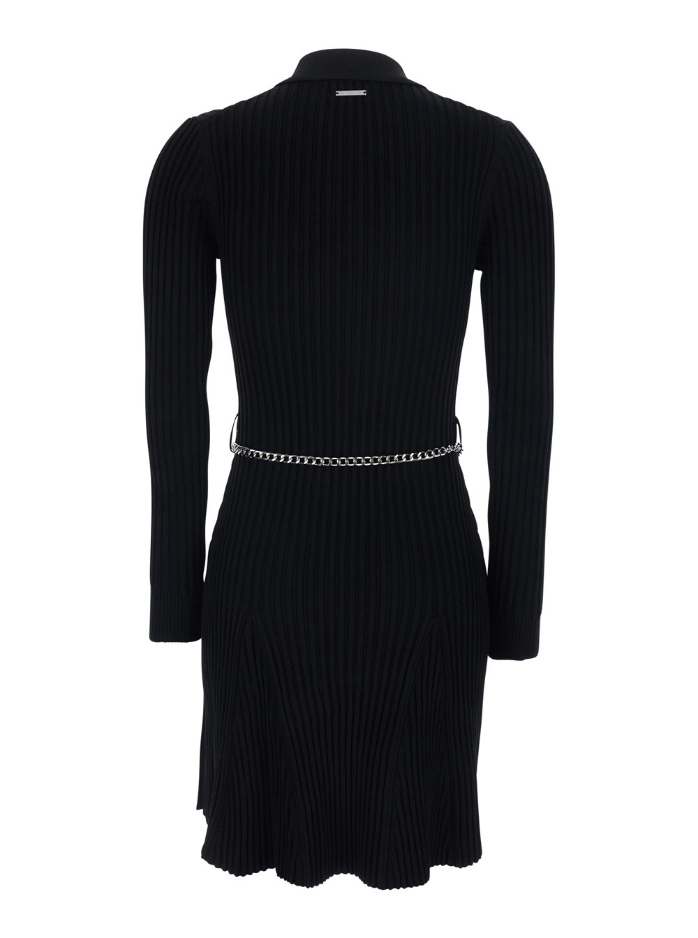 Michael michael kors Abito Svasato con Colletto Stile Polo e Catena sul Fronte in Misto Viscosa Nero Donna, view 2