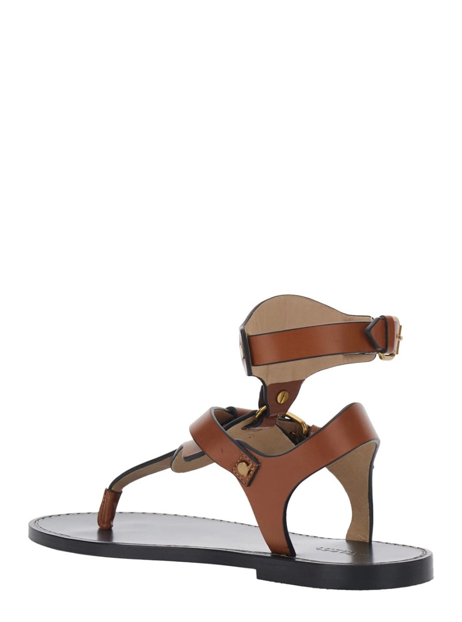 Isabel Marant Sandali 'Eveena' con Chiusura con Fibbia Regolabile in Pelle Marroni Donna, view 3