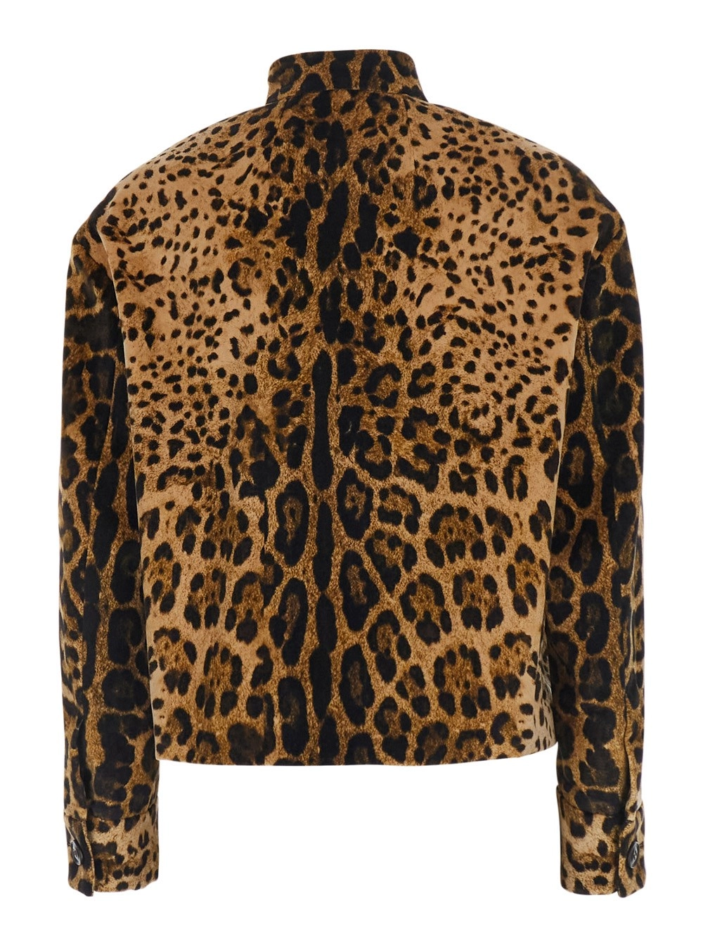 Max Mara Studio Giacca Crop 'Tedro' con Colletto Rialzato e Motivo Animalier All-Over in Velluto Marrone Donna, view 2