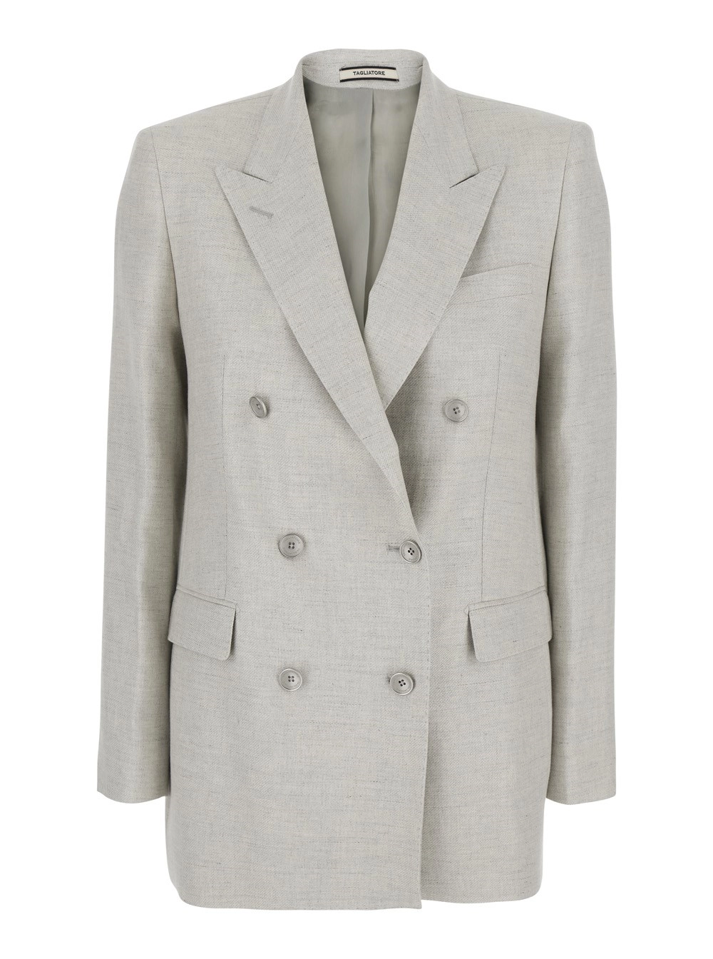 Tagliatore JASMINE SILK WOOL Giacca con Collo e Chiusura Frontale in Bianco Donna