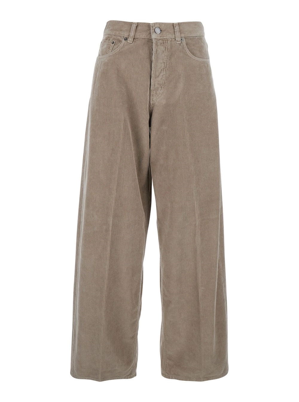 Haikure Pantalone 'Bethany' con Gamba Larga e Lavorazione a Coste in Cotone Marrone Donna