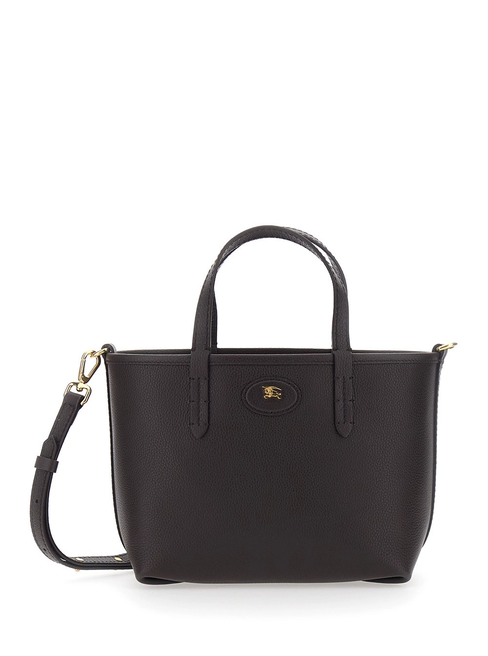 Burberry Borsa Shopping Reversibile con Patch EKD sul Fronte e Tracolla Regolabile e Removibile in Pelle Marrone Donna