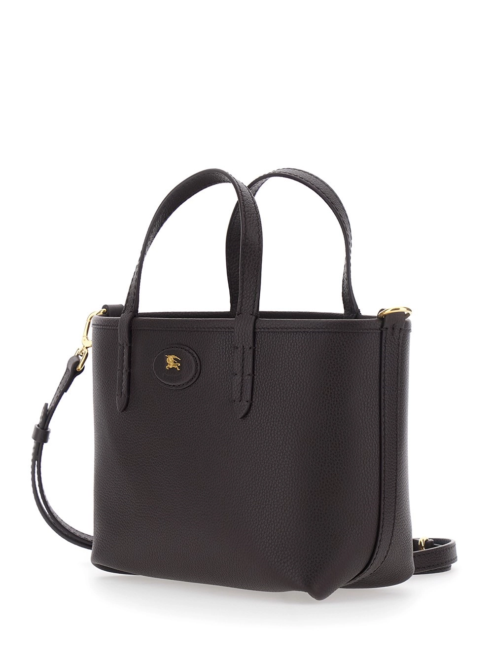 Burberry Borsa Shopping Reversibile con Patch EKD sul Fronte e Tracolla Regolabile e Removibile in Pelle Marrone Donna, view 2