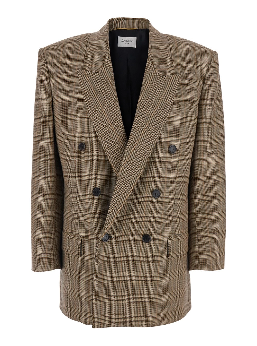 Saint Laurent VESTE TAILLEUR A COL POINTU PRINCE DE GALLES