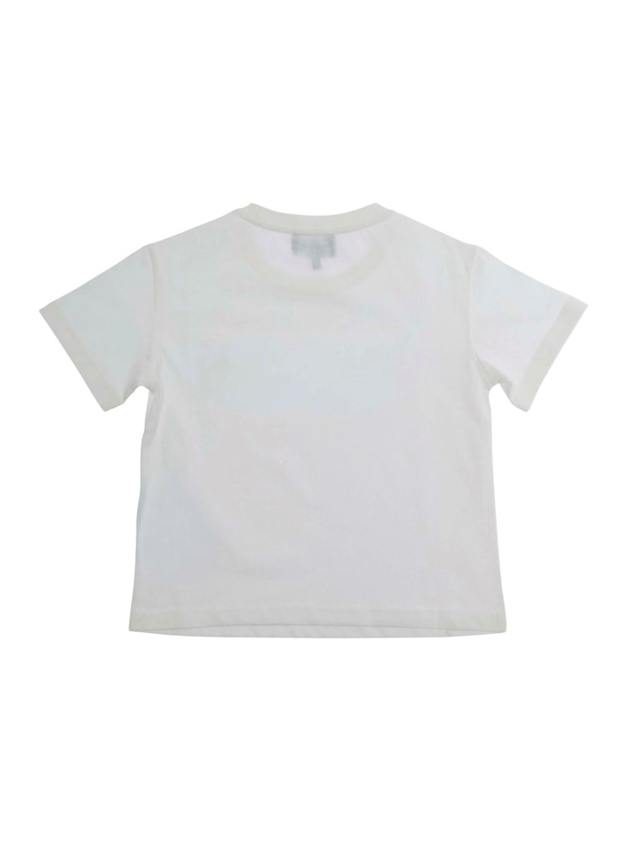 Emporio armani kids T-Shirt con Logo Lettering sul Fronte in Cotone Bianca Bambina, view 2