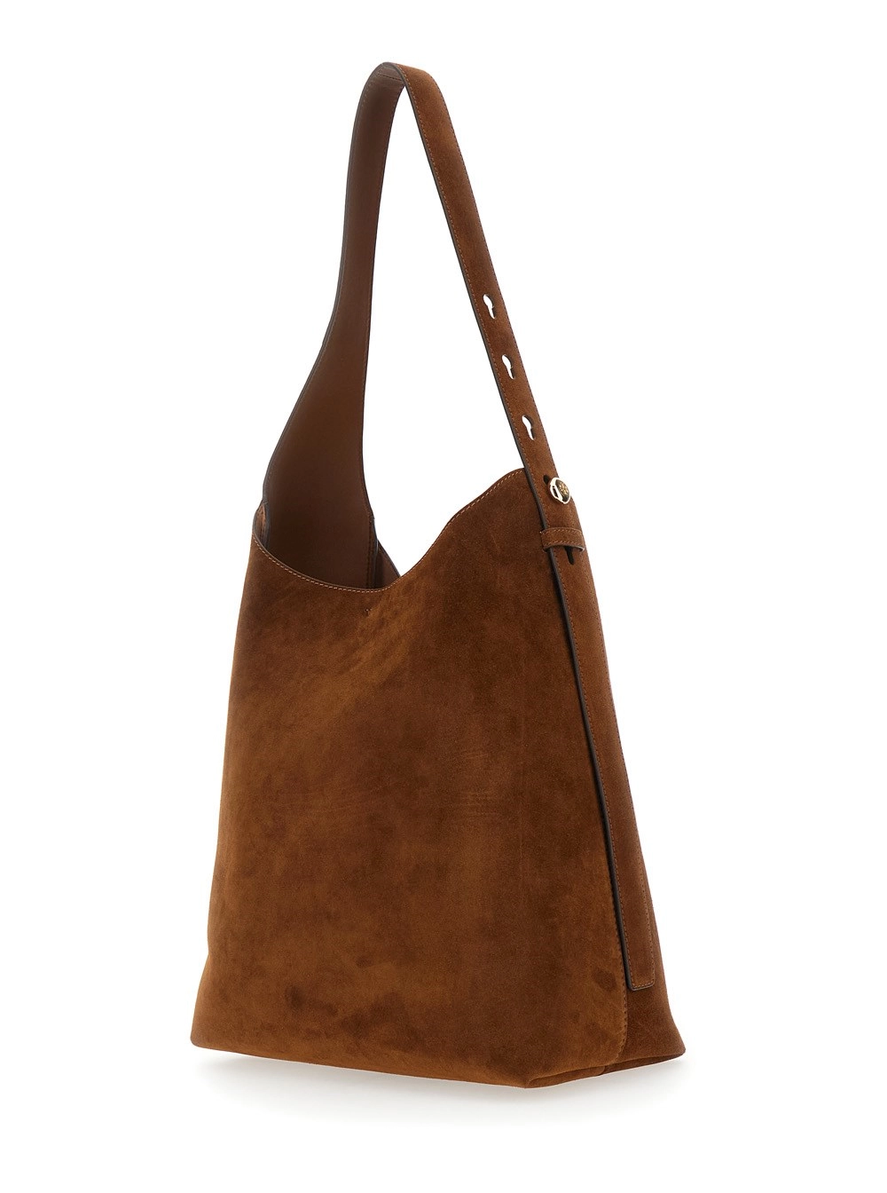 Tory Burch Borsa a Spalla 'Romy' con Tracolla Regolabile in Pelle Scamosciata Marrone Donna, view 2