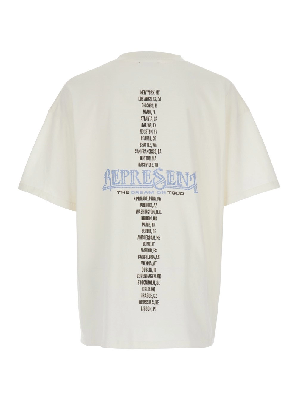 Represent T-Shirt Bianca con Stampa Grafica su Fronte e sul Retro in Cotone Uomo, view 2