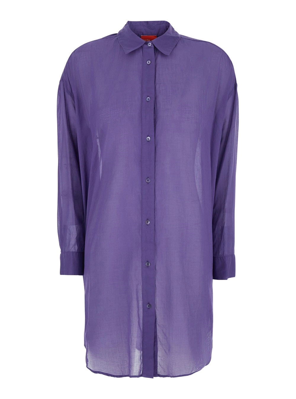 Merci Camicia lunga con colletto classico e maniche lunghe in tessuto tecnico viola donna