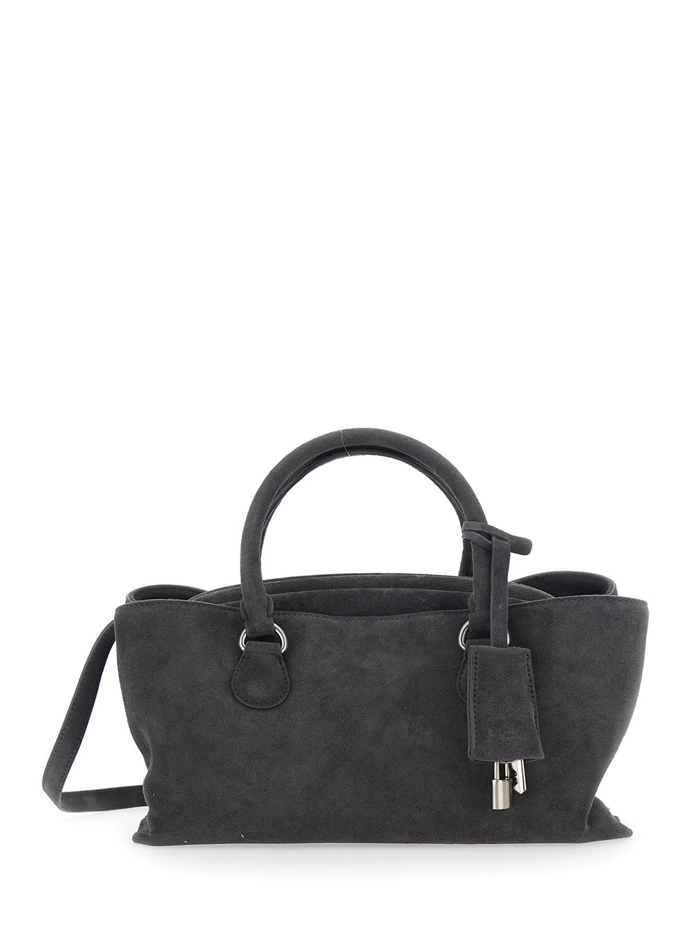 Osoi Borsa a Spalla 'Shell Brot' Mini con Tracolla Regolabile e Removibile e Pendente sul Fronte in Pelle Scamosciata Marrone Donna