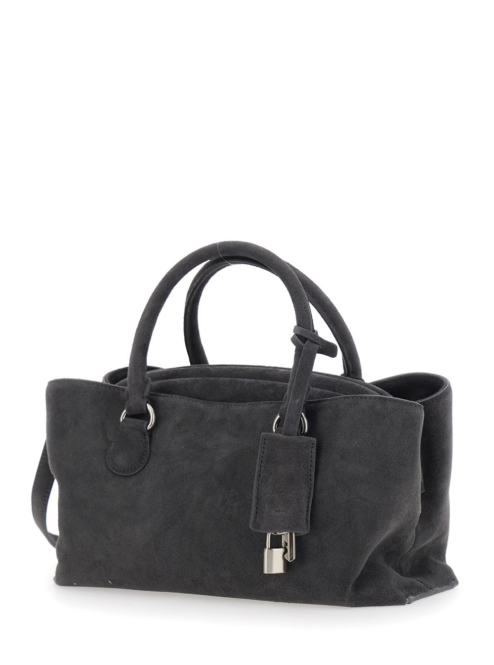 Osoi Borsa a Spalla 'Shell Brot' Mini con Tracolla Regolabile e Removibile e Pendente sul Fronte in Pelle Scamosciata Marrone Donna, view 2