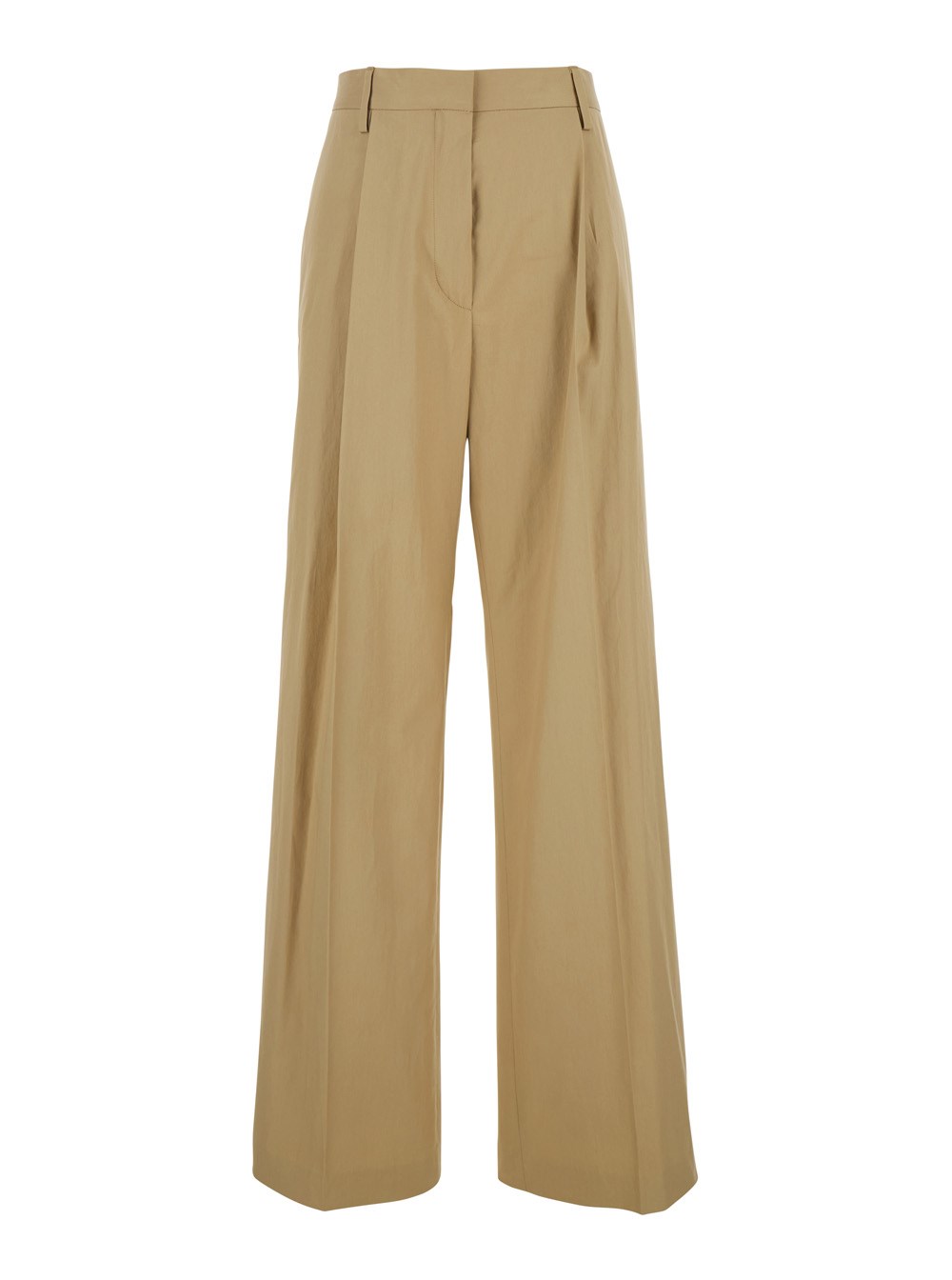 Dries Van Noten Pantaloni con Dettagli Plissettati in Tessuto Beige Donna