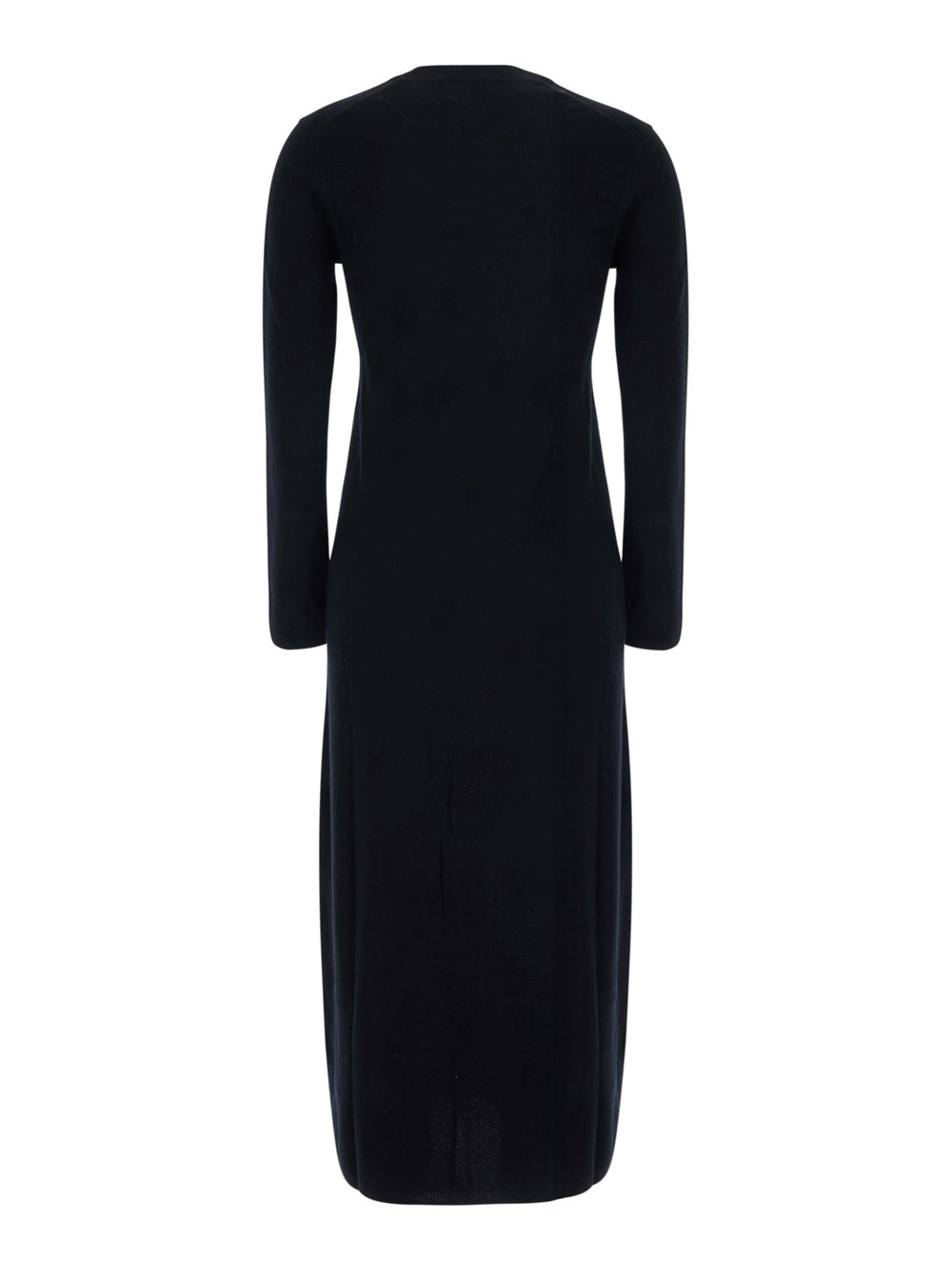 Semicouture Abito Lungo 'Brenda' con scollo rotondo e maniche lunghe in lana e cashmere nero donna, view 2