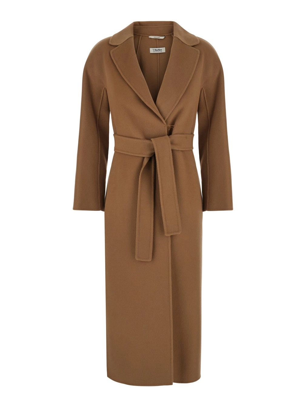 'S Max Mara Cappotto 'Esturia' con Revers Classici e Chiusura con Cintura sul Fronte in Lana Beige Donna