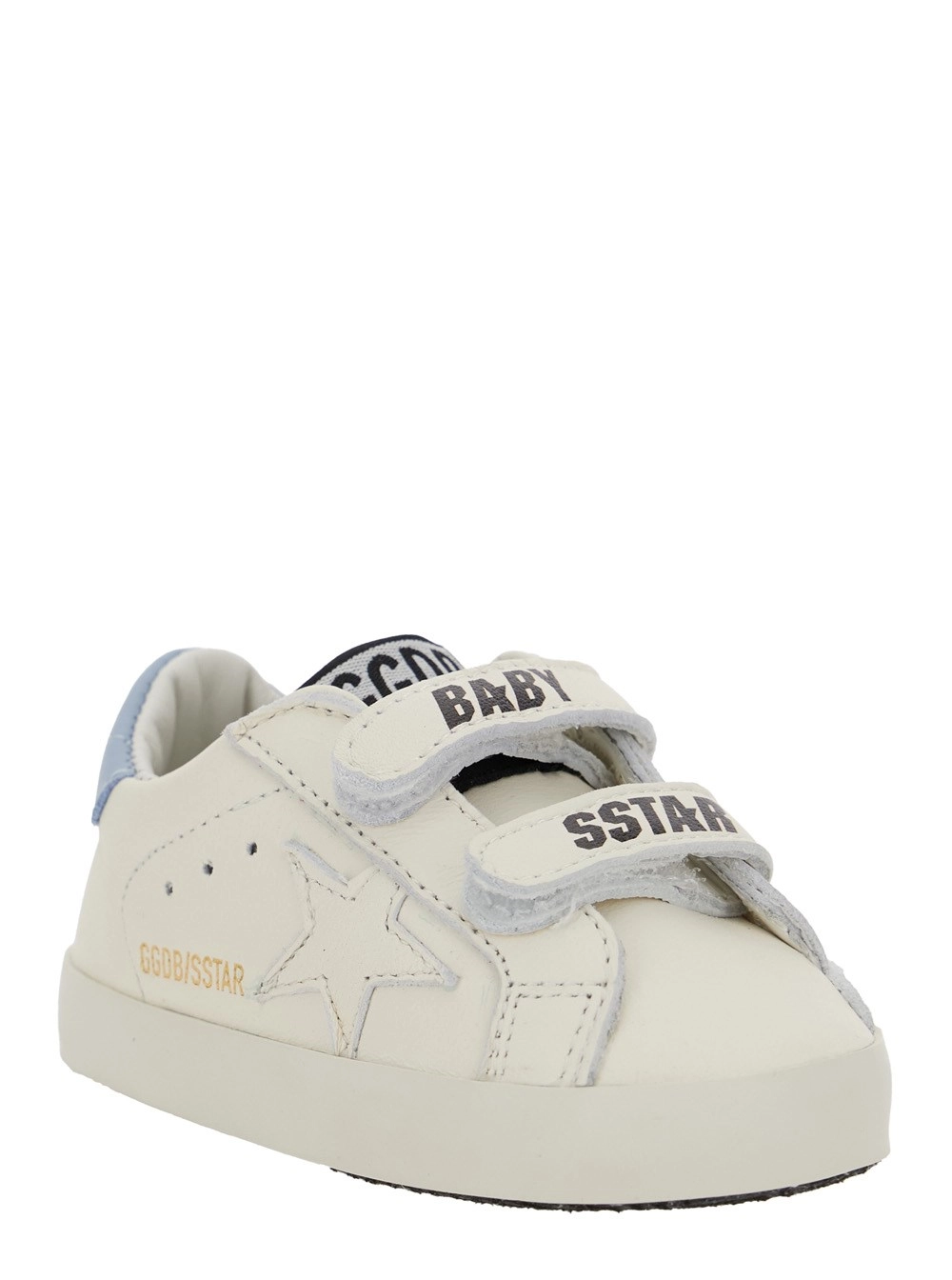 Golden goose kids Sneaker con Patch Stella sul Lato e Patch Logo sulla Linguetta in Pelle Bianca Baby, view 2
