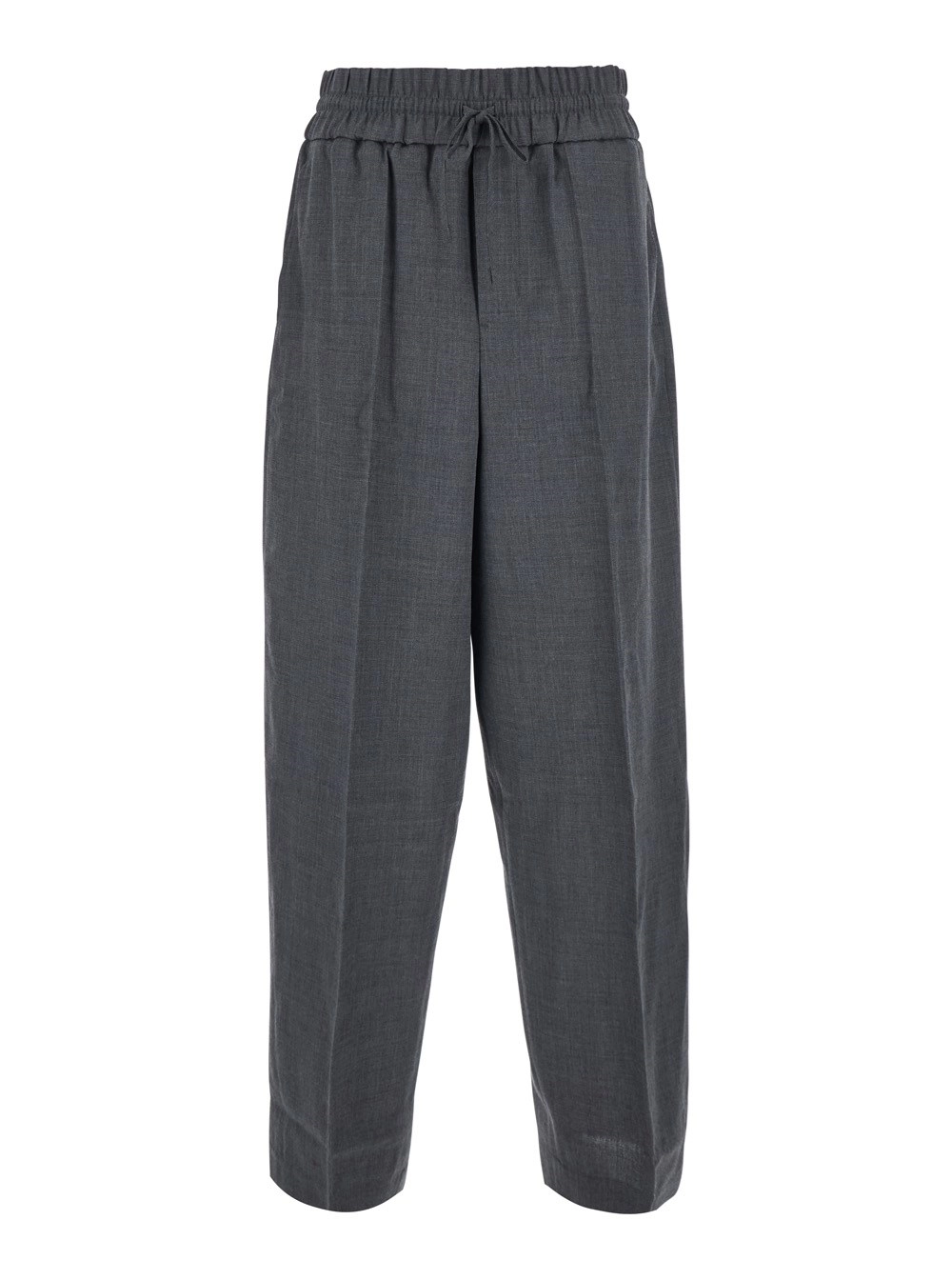 AMI Paris Pantaloni con vita elasticizzata con coulisse in lana grigi uomo