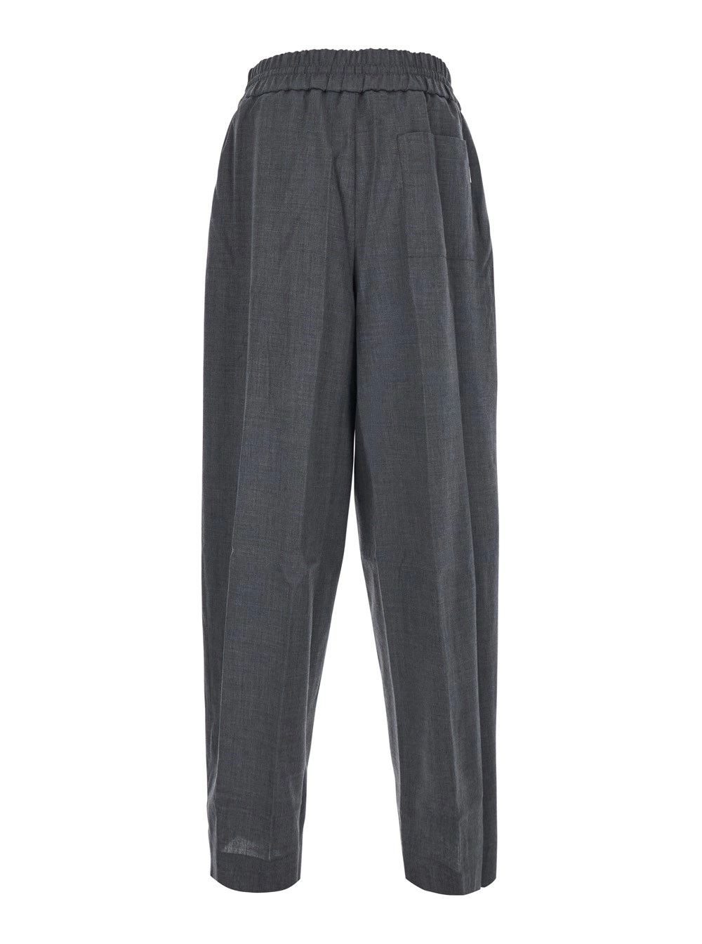 AMI Paris Pantaloni con vita elasticizzata con coulisse in lana grigi uomo, view 2