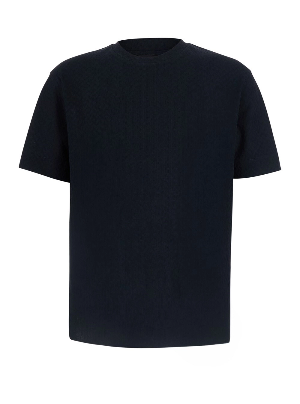 Emporio Armani T-shirt girocollo con ricamo logo tono su tono sul fronte in cotone blu uomo