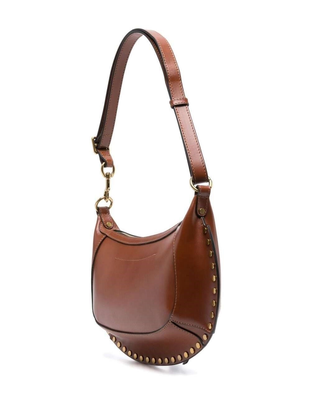 Isabel Marant Borsa a Spalla 'Oskan Moon' con Borchie in Pelle Marrone Donna, view 2