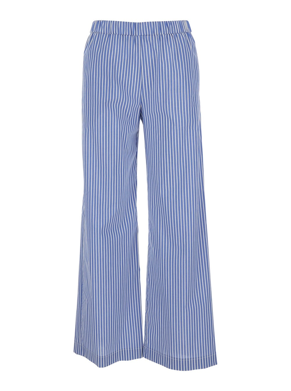 Leplain Pantaloni  con Gamba Ampia e Motivo a Righe All-Over in Misto cotone Azzurri Donna